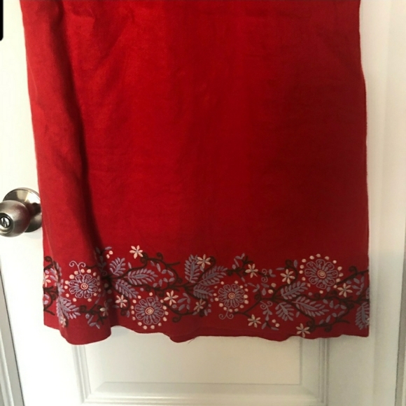 Anthropologie BNWT Aiko Embroidered Shift Dress Red Linen Blend - Picture 7 of 10